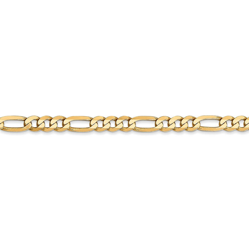 Alternate view of the 4mm 14k Yellow Gold Solid Flat Figaro Chain Bracelet by The Black Bow Jewelry Co.