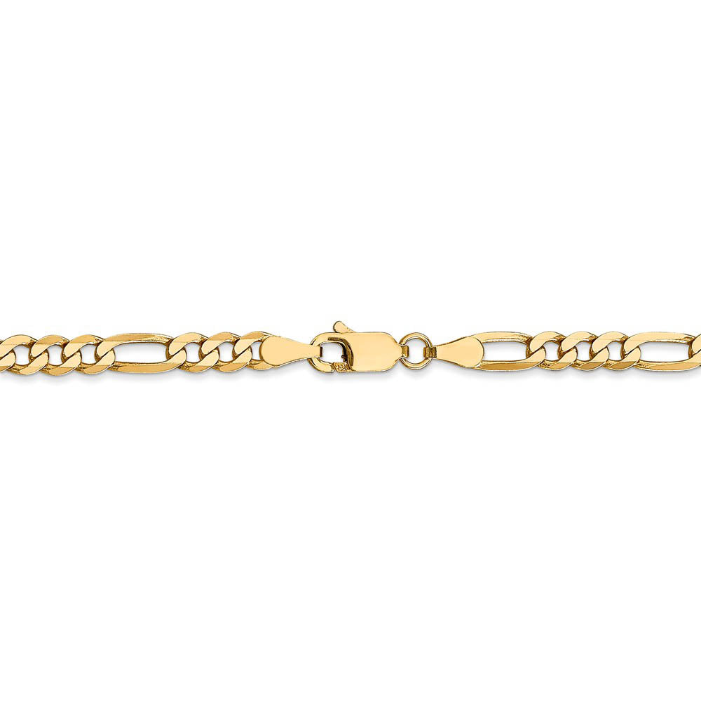 Alternate view of the 4mm 14k Yellow Gold Solid Flat Figaro Chain Bracelet by The Black Bow Jewelry Co.