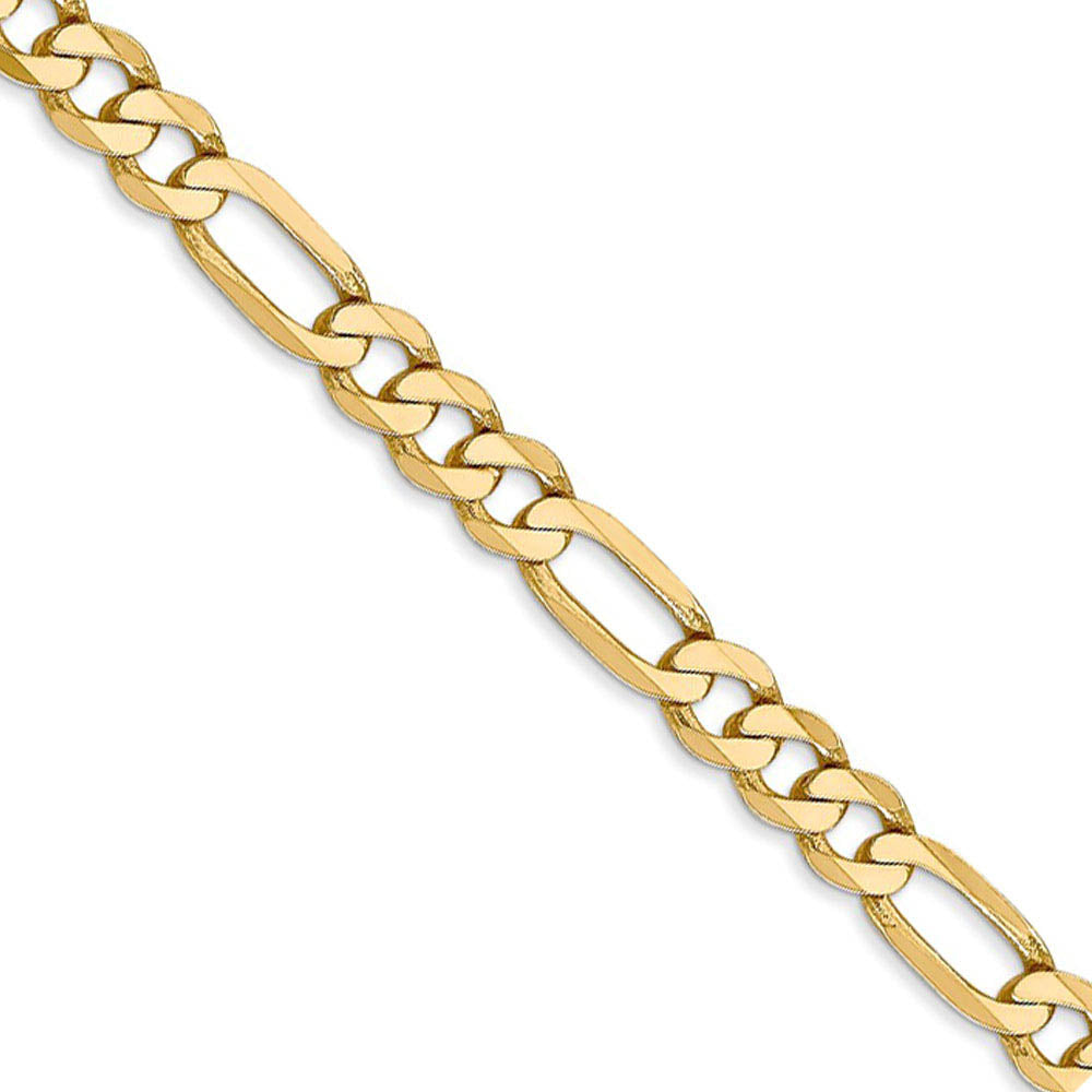Men's 5.25mm 14k Yellow Gold Solid Flat Figaro Chain Necklace, Item C9296 by The Black Bow Jewelry Co.
