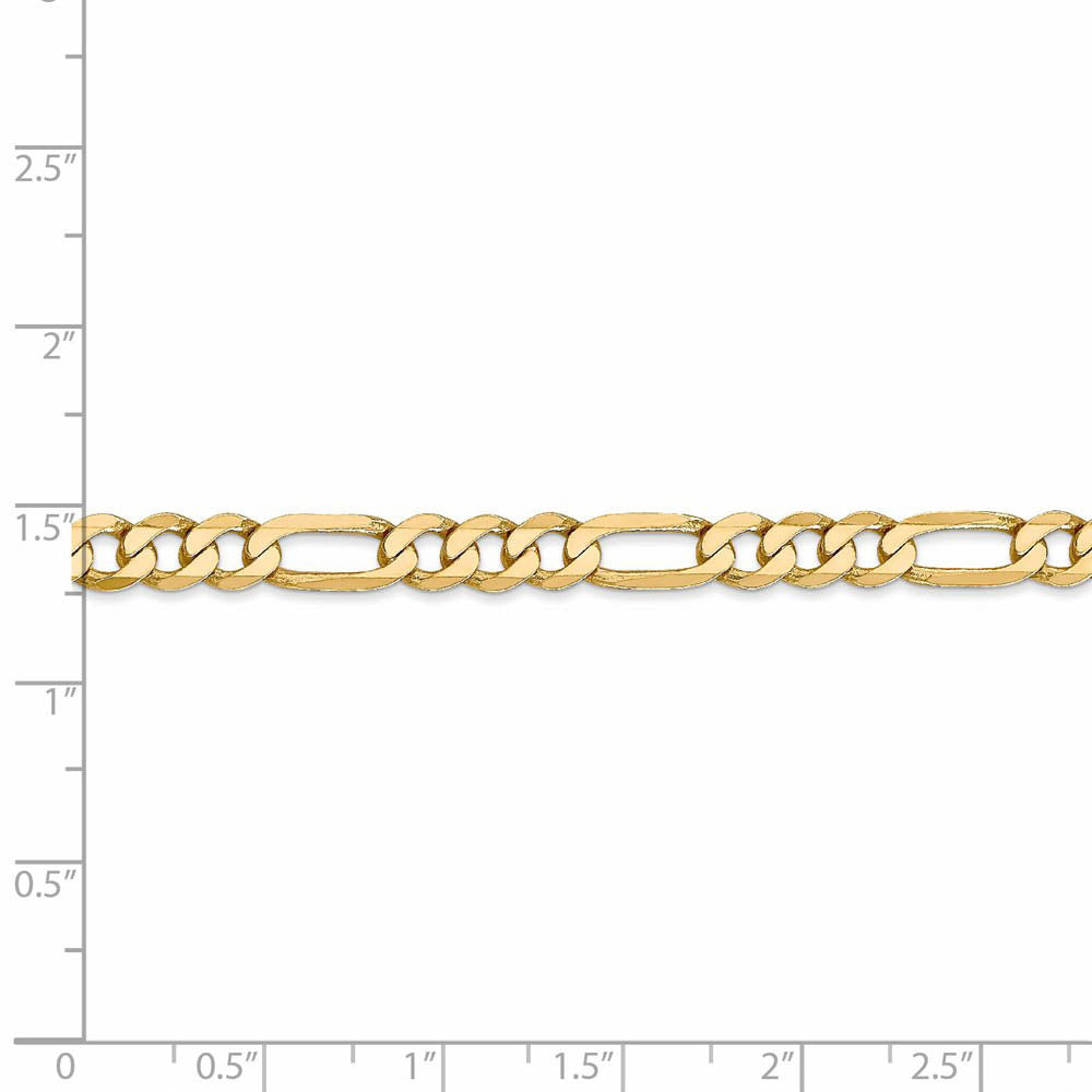 Alternate view of the Men's 5.25mm 14k Yellow Gold Solid Flat Figaro Chain Necklace by The Black Bow Jewelry Co.