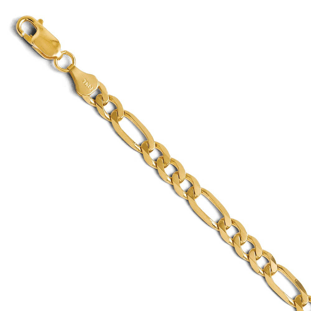 Alternate view of the Men's 6.25mm 14k Yellow Gold Solid Flat Figaro Chain Bracelet, 8 Inch by The Black Bow Jewelry Co.