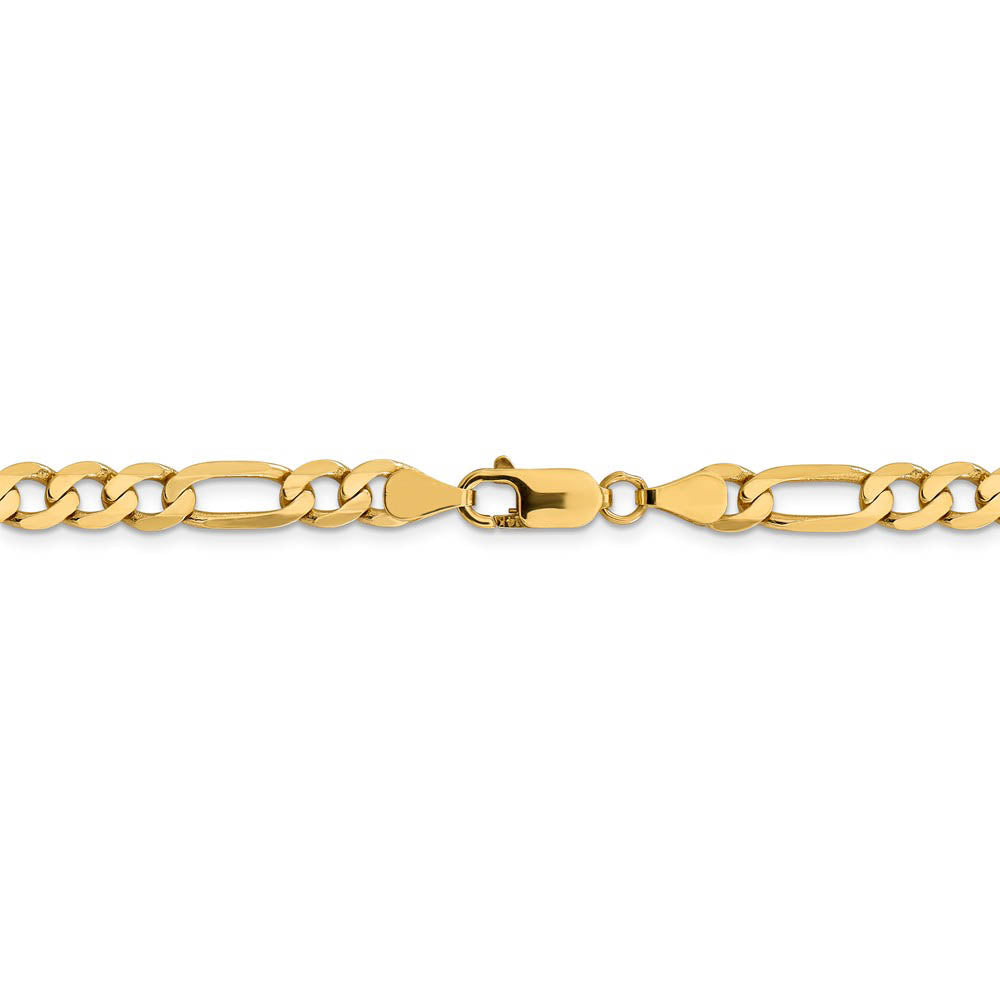 Alternate view of the Men's 6.25mm 14k Yellow Gold Solid Flat Figaro Chain Bracelet, 8 Inch by The Black Bow Jewelry Co.