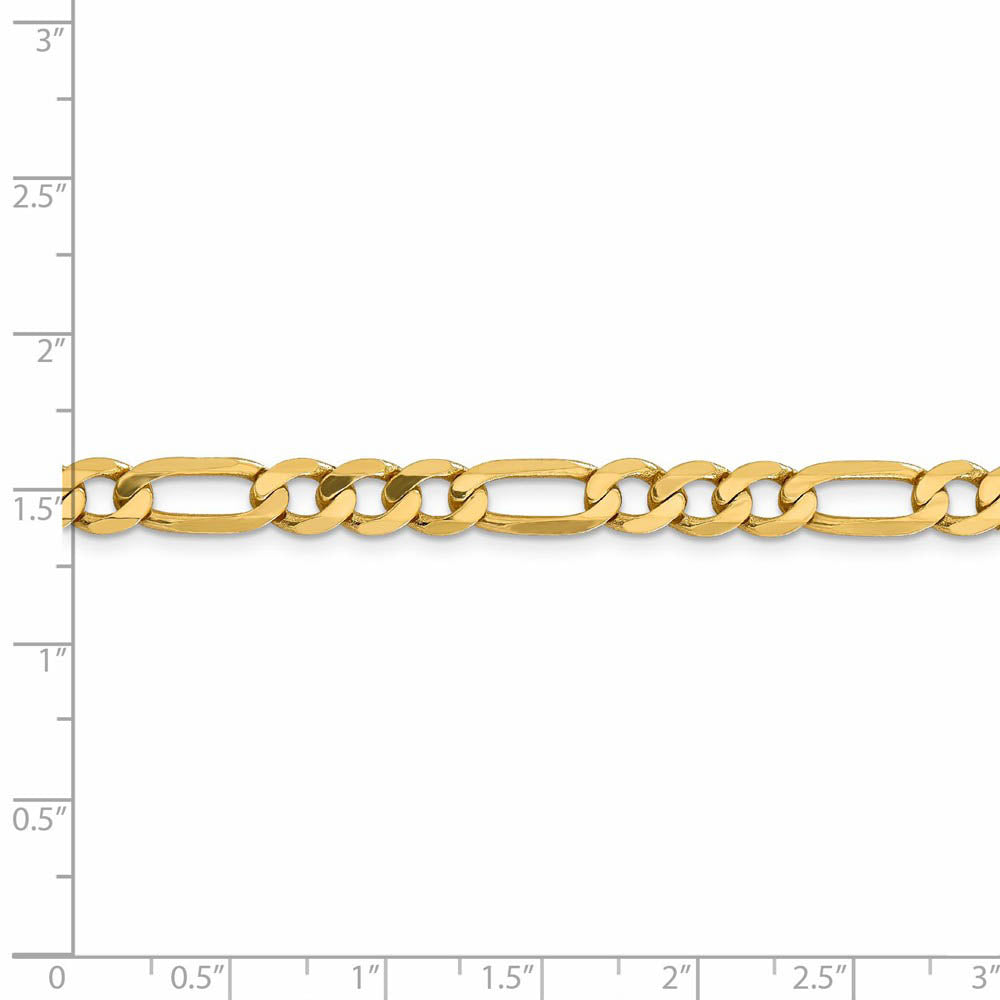 Alternate view of the Men's 6.25mm 14k Yellow Gold Solid Flat Figaro Chain Bracelet, 8 Inch by The Black Bow Jewelry Co.