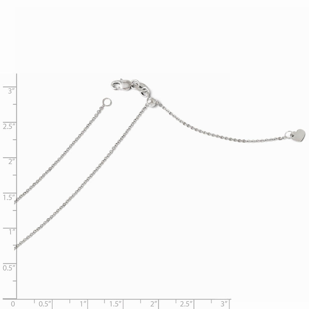 Alternate view of the 1mm 14k White Gold Adjustable Flat Cable Chain Necklace by The Black Bow Jewelry Co.