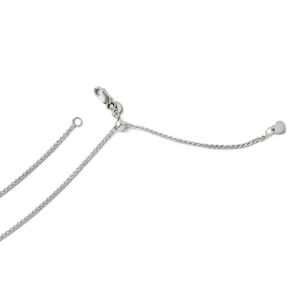 1.4mm 14k White Gold Adjustable Solid Wheat Chain Necklace, Item C9332 by The Black Bow Jewelry Co.