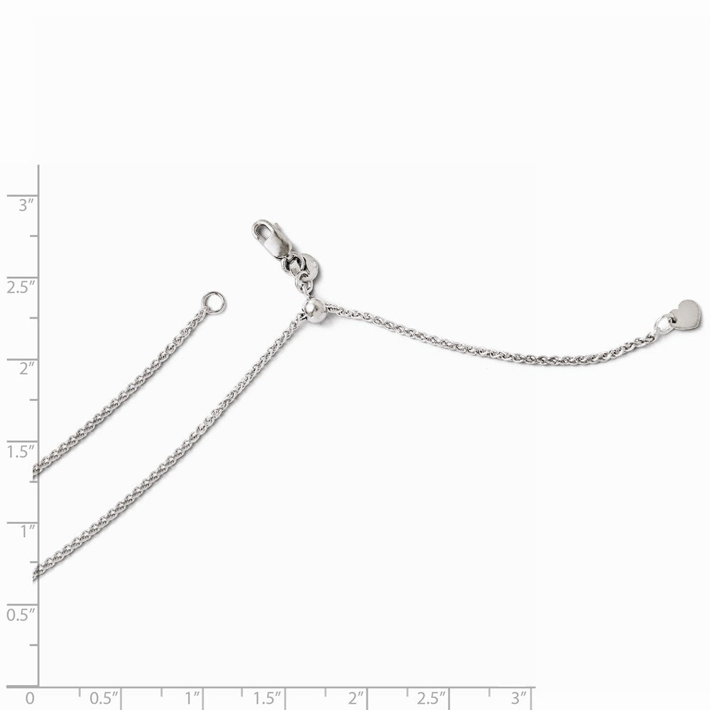 Alternate view of the 1.4mm 14k White Gold Adjustable Solid Wheat Chain Necklace by The Black Bow Jewelry Co.