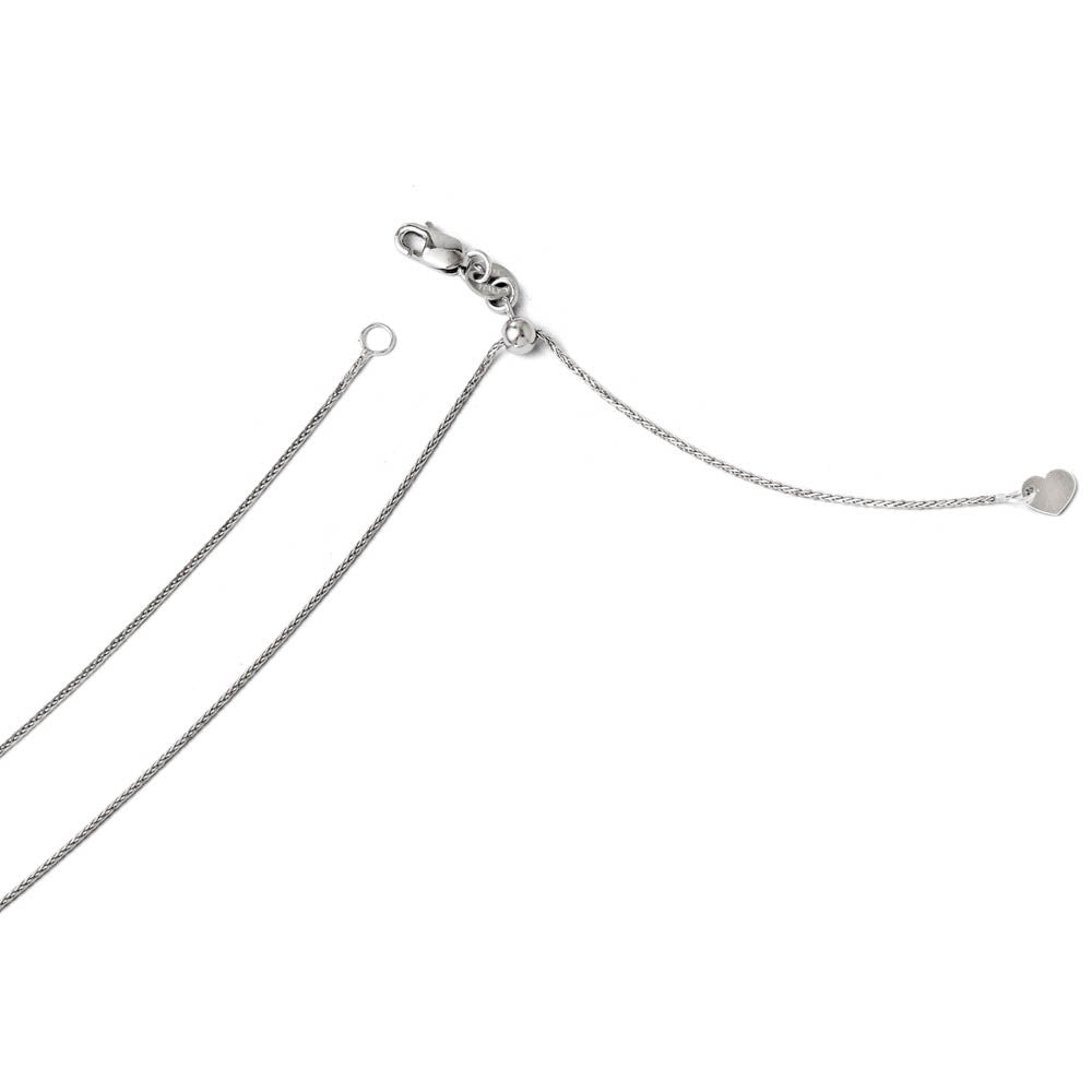 0.8mm 14k White Gold Adjustable Diamond Cut Wheat Chain Necklace, Item C9334 by The Black Bow Jewelry Co.