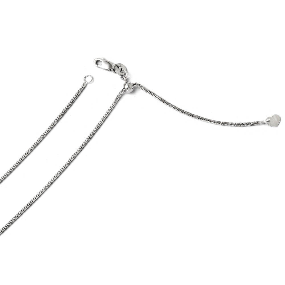 1.3mm 14k White Gold Adjustable D/C Wheat Chain Necklace, 22 Inch, Item C9338-22 by The Black Bow Jewelry Co.