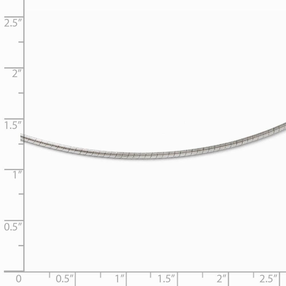 Alternate view of the 2mm 14k White Gold Round Omega Chain Necklace by The Black Bow Jewelry Co.