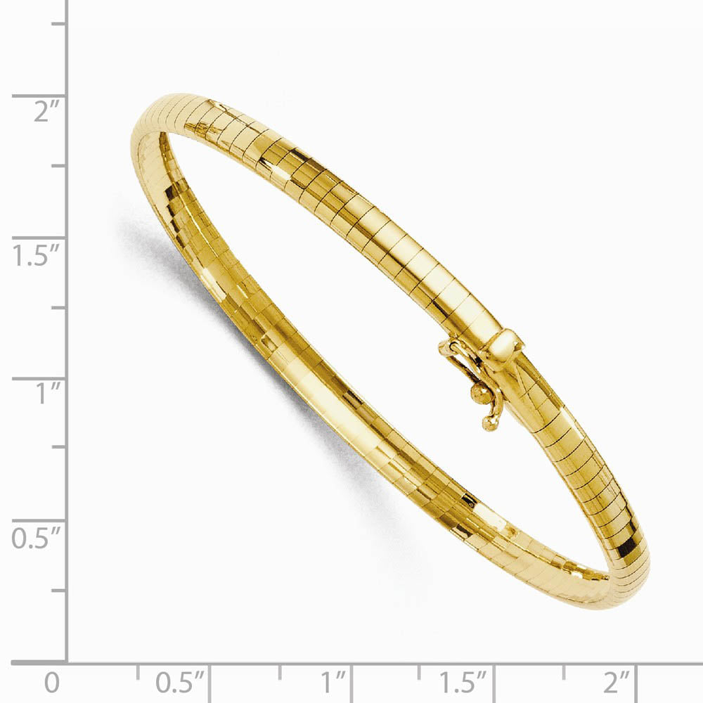 Alternate view of the 4mm 14k Yellow Gold Domed Omega Chain Bracelet, 7 Inch by The Black Bow Jewelry Co.