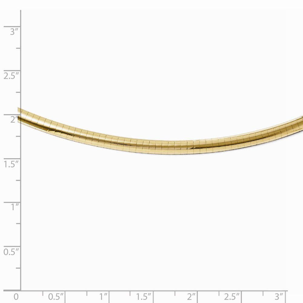 Alternate view of the 4mm 14k Yellow Gold Domed Omega Chain Necklace by The Black Bow Jewelry Co.