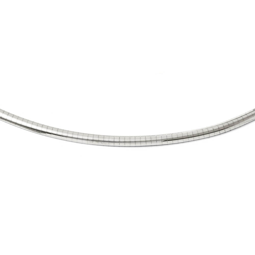 4mm 14k White Gold Domed Omega Chain Necklace, Item C9350 by The Black Bow Jewelry Co.
