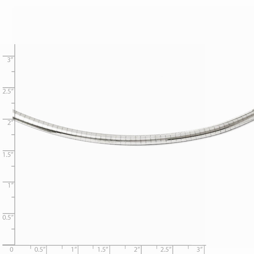 Alternate view of the 4mm 14k White Gold Domed Omega Chain Necklace by The Black Bow Jewelry Co.