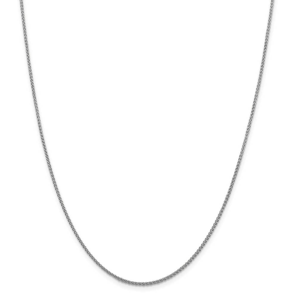 Alternate view of the 1.5mm 10k White Gold Solid Diamond Cut Wheat Chain Necklace by The Black Bow Jewelry Co.