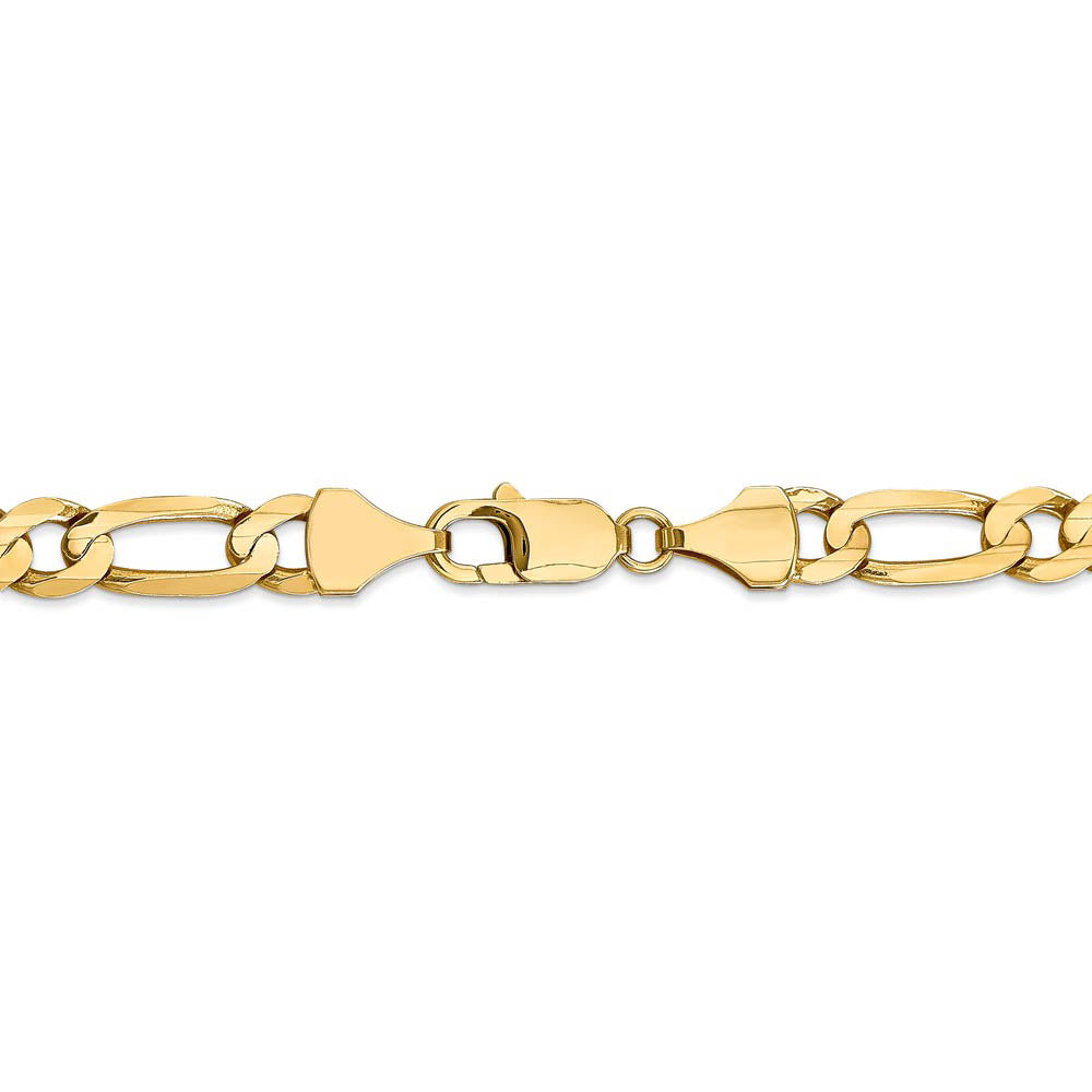 Alternate view of the Men's 7.5mm 10k Yellow Gold Solid Concave Figaro Chain Necklace by The Black Bow Jewelry Co.