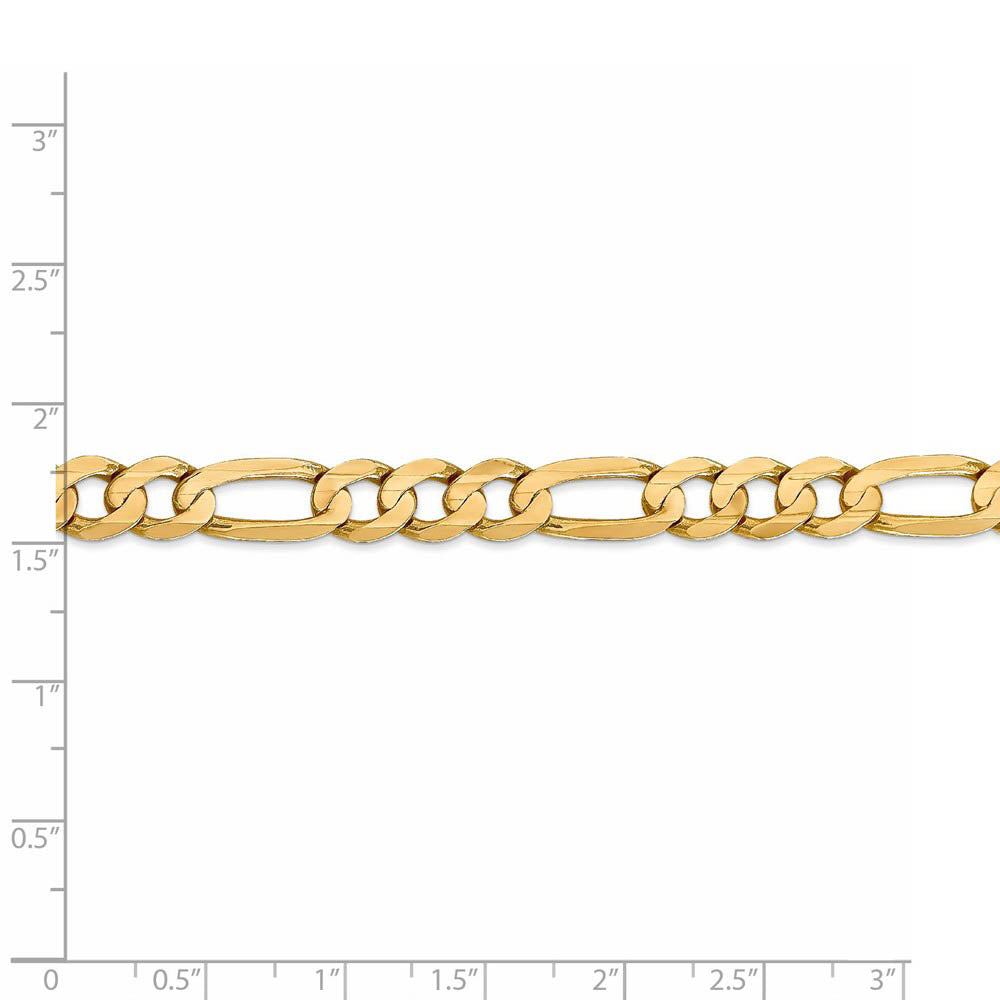 Alternate view of the Men's 7.5mm 10k Yellow Gold Solid Concave Figaro Chain Necklace by The Black Bow Jewelry Co.