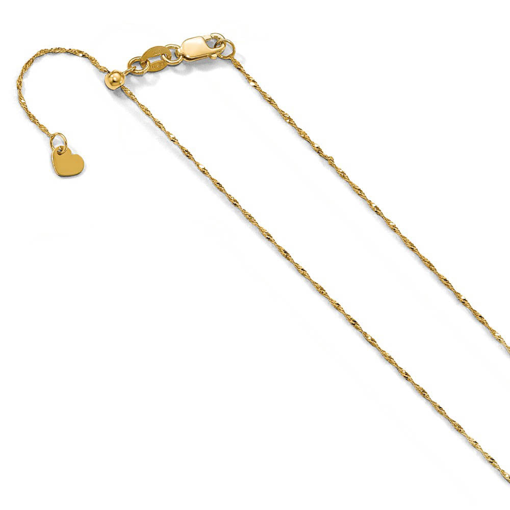 1 mm Adjustable Singapore Chain Necklace in 10K Yellow Gold, 22 Inch, Item C9390-22 by The Black Bow Jewelry Co.