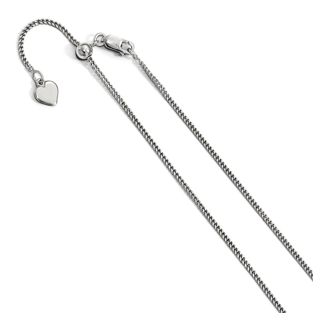 1.4mm Sterling Silver Adjustable Curb Chain Necklace, 22 Inch, Item C9412-22 by The Black Bow Jewelry Co.