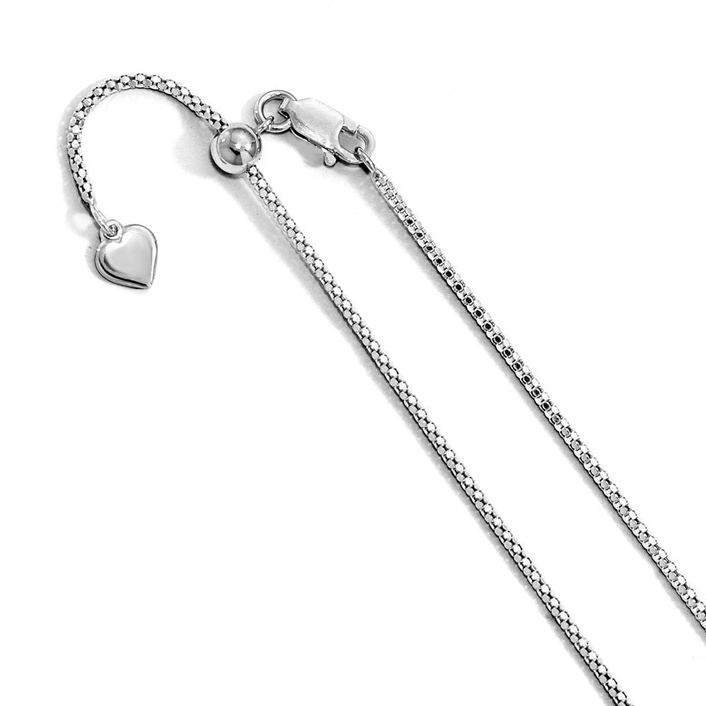 0.9mm Sterling Silver Adjustable Mesh Chain Necklace, 22 Inch, Item C9417-22 by The Black Bow Jewelry Co.