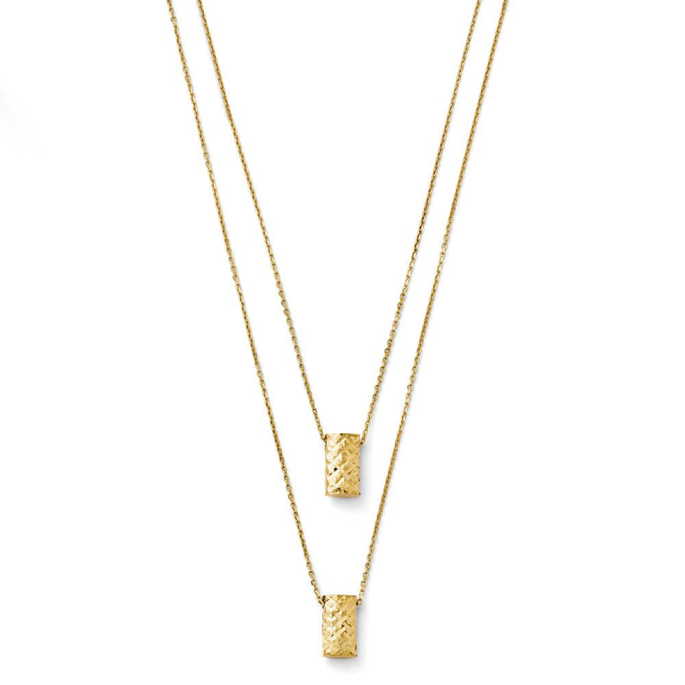 14k Yellow Gold Italian Two Layer Diamond Cut Necklace, 18 Inch, Item C9448 by The Black Bow Jewelry Co.