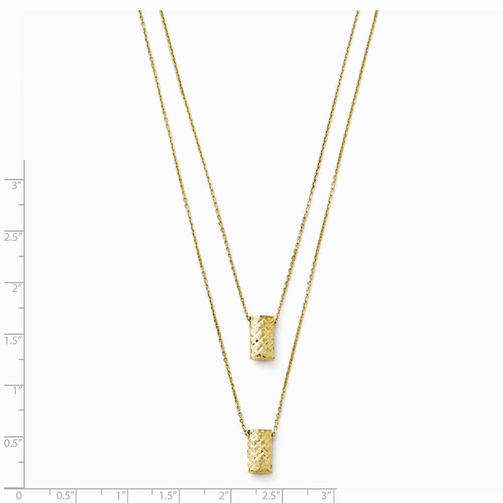 Alternate view of the 14k Yellow Gold Italian Two Layer Diamond Cut Necklace, 18 Inch by The Black Bow Jewelry Co.