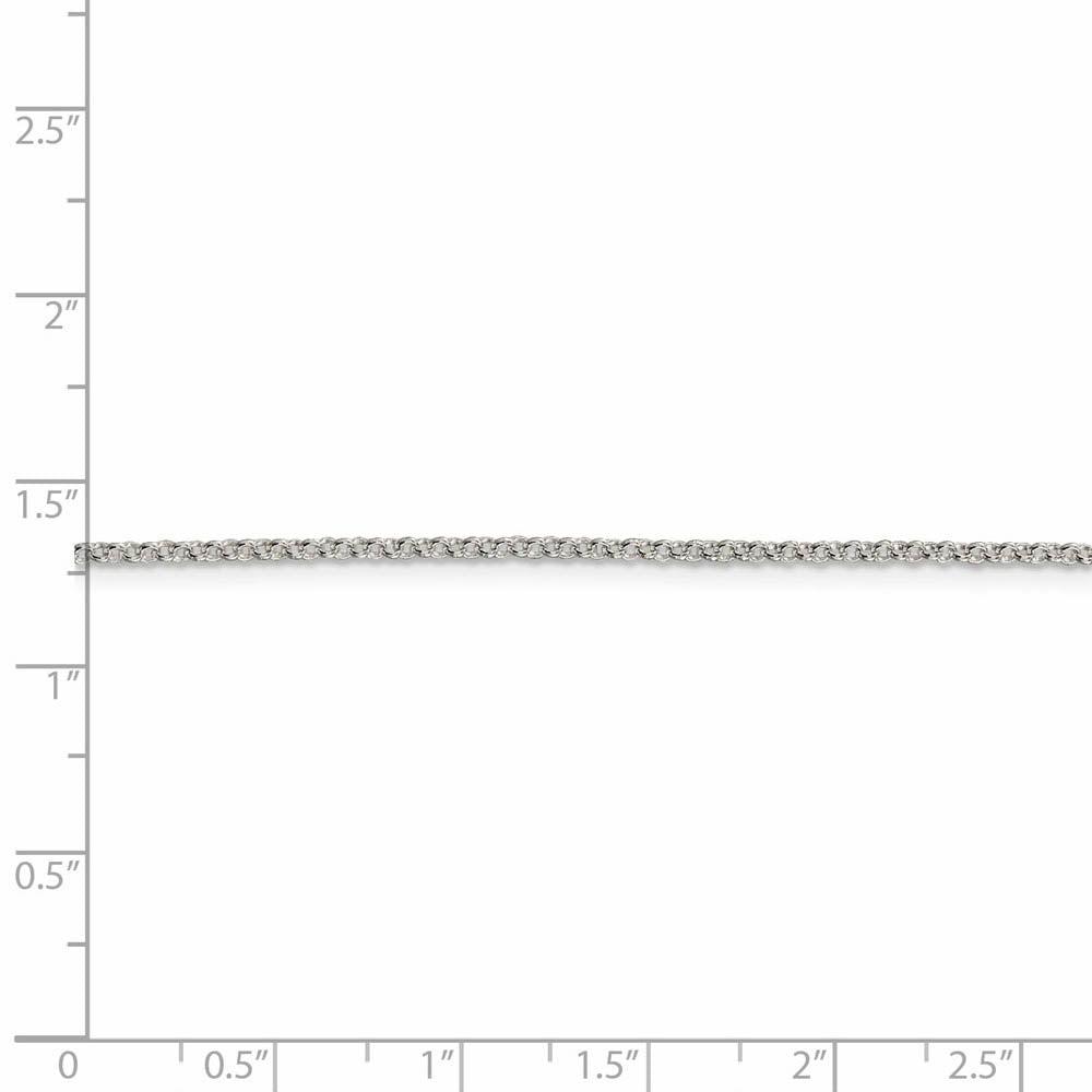 Alternate view of the 1.5mm Rhodium Plated Sterling Silver Rolo Chain Necklace, 18-20 Inch by The Black Bow Jewelry Co.