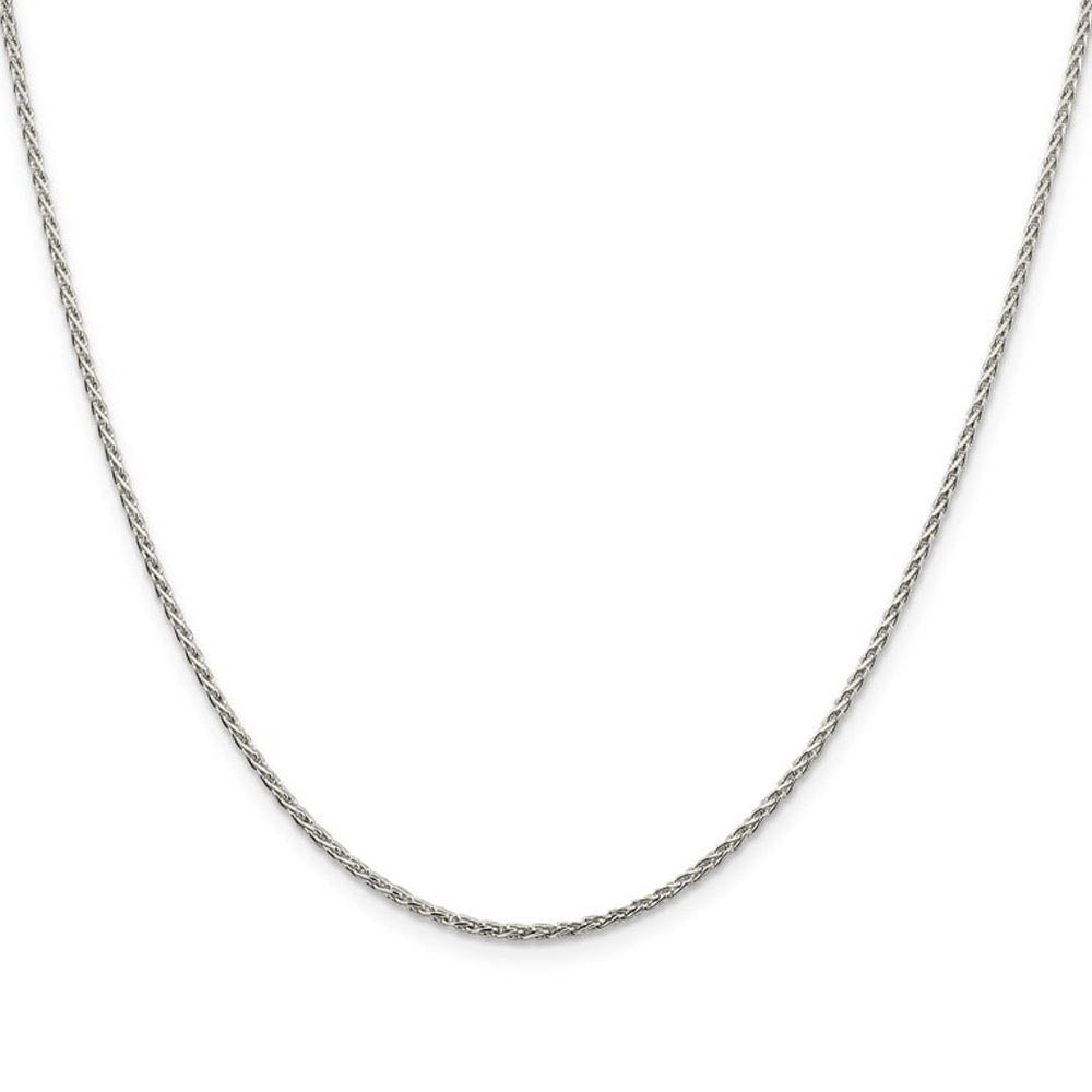 Alternate view of the 1.5mm Rhodium Plated Sterling Silver Spiga Chain Necklace, 18-20 Inch by The Black Bow Jewelry Co.