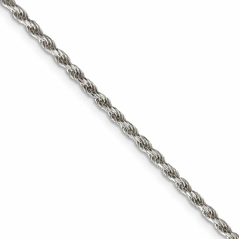 2.25mm Rhodium Plated Sterling Silver Diamond Cut Rope Necklace, Item C9461 by The Black Bow Jewelry Co.