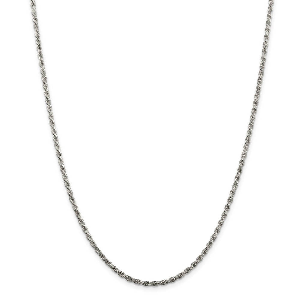 Alternate view of the 2.25mm Rhodium Plated Sterling Silver Diamond Cut Rope Necklace by The Black Bow Jewelry Co.