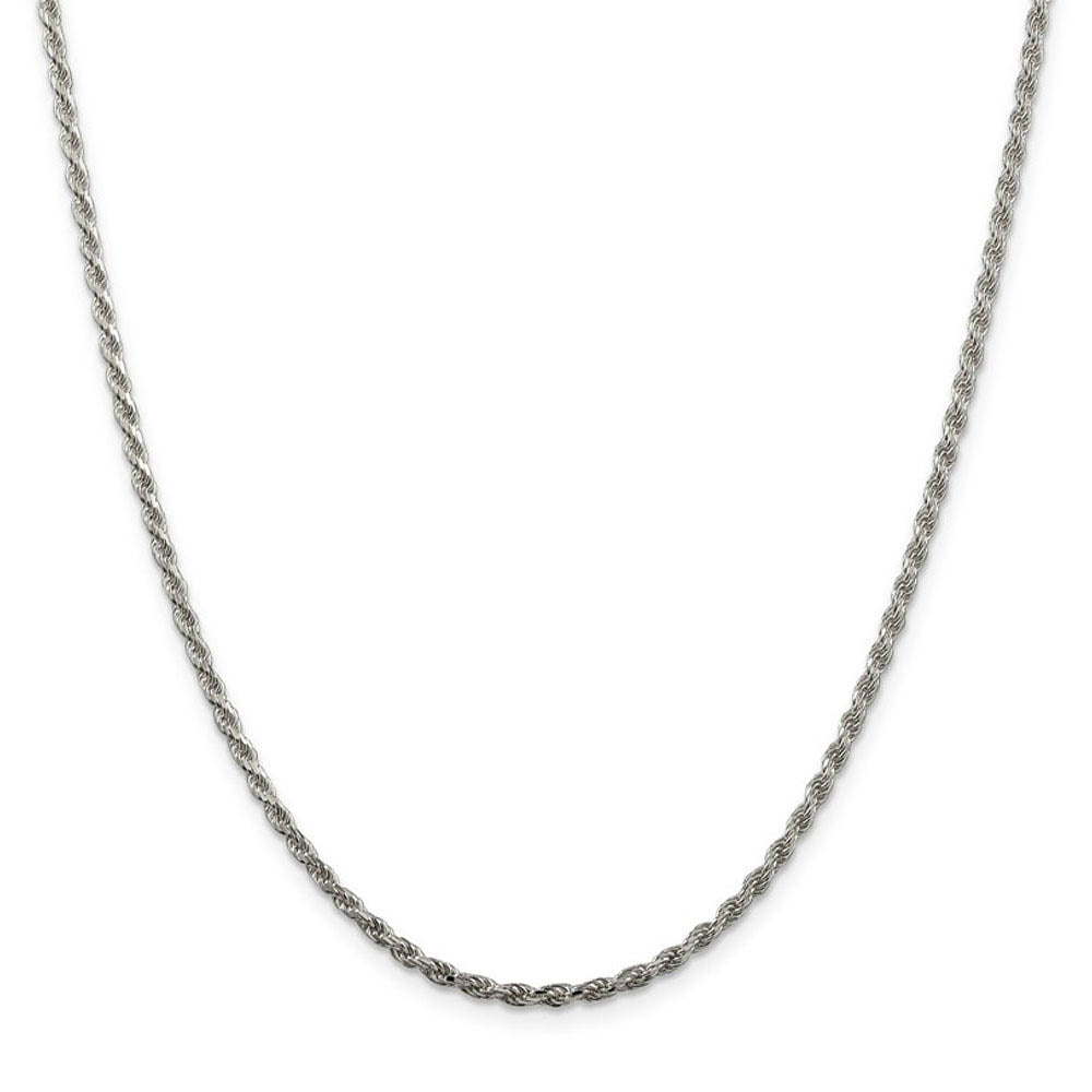 Alternate view of the 2.25mm Rhodium Plated Sterling Silver Diamond Cut Rope Necklace by The Black Bow Jewelry Co.