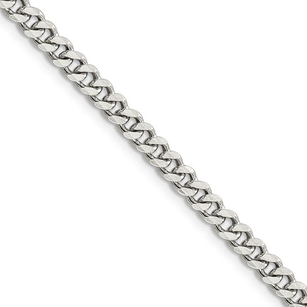 4.5mm Rhodium Plated Sterling Silver Solid Curb Chain Bracelet, Item C9463-B by The Black Bow Jewelry Co.