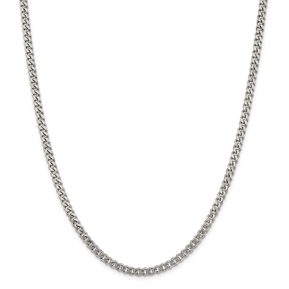 Alternate view of the 4.5mm Rhodium Plated Sterling Silver Solid Curb Chain Bracelet by The Black Bow Jewelry Co.