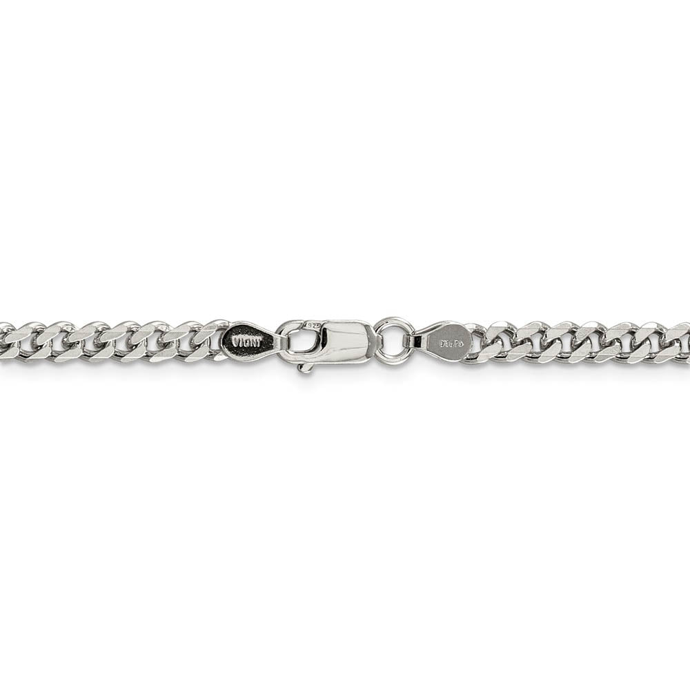 Alternate view of the 4.5mm Rhodium Plated Sterling Silver Solid Curb Chain Bracelet by The Black Bow Jewelry Co.