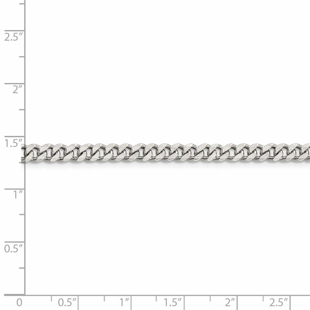 Alternate view of the 4.5mm Rhodium Plated Sterling Silver Solid Curb Chain Bracelet by The Black Bow Jewelry Co.