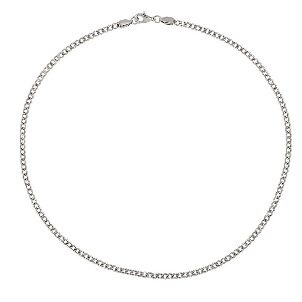 Alternate view of the 3.2mm Stainless Steel Diamond Cut Solid Curb Chain Necklace by The Black Bow Jewelry Co.