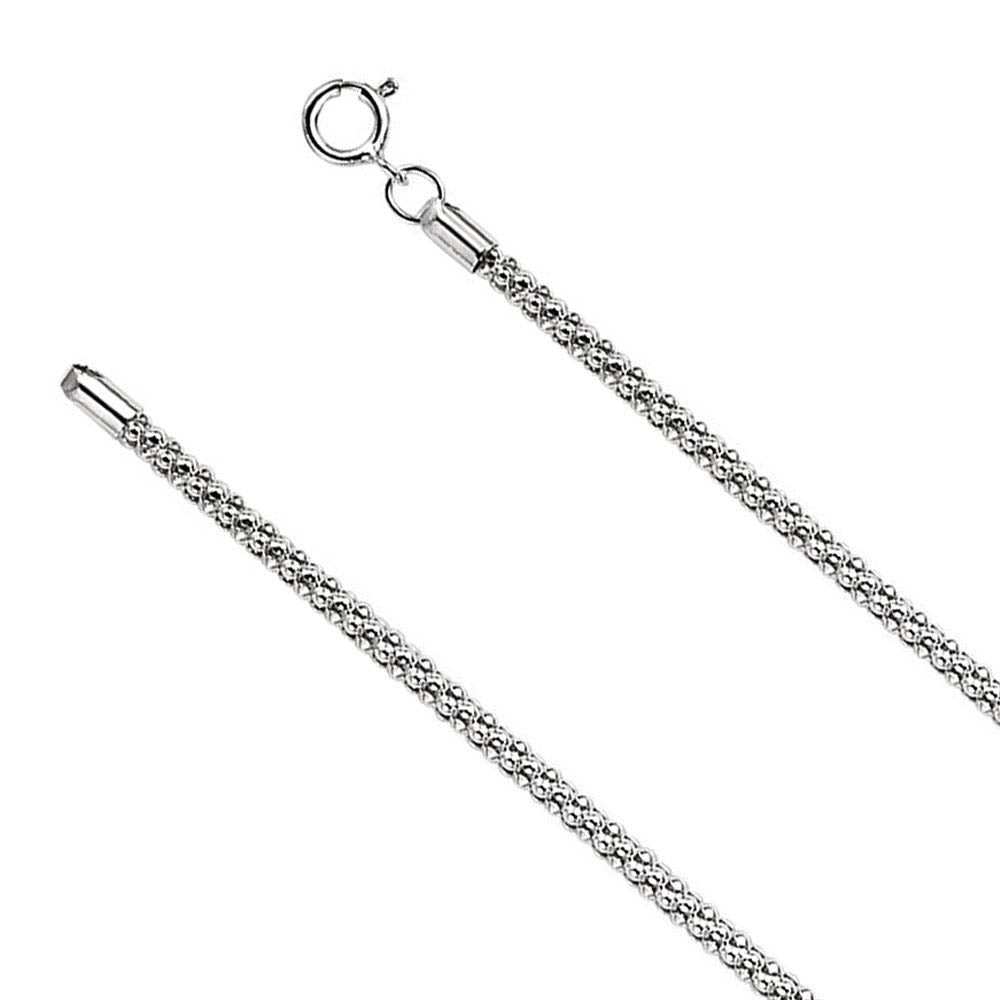 2.75mm Sterling Silver Hollow Popcorn Mesh Chain Necklace, Item C9482 by The Black Bow Jewelry Co.