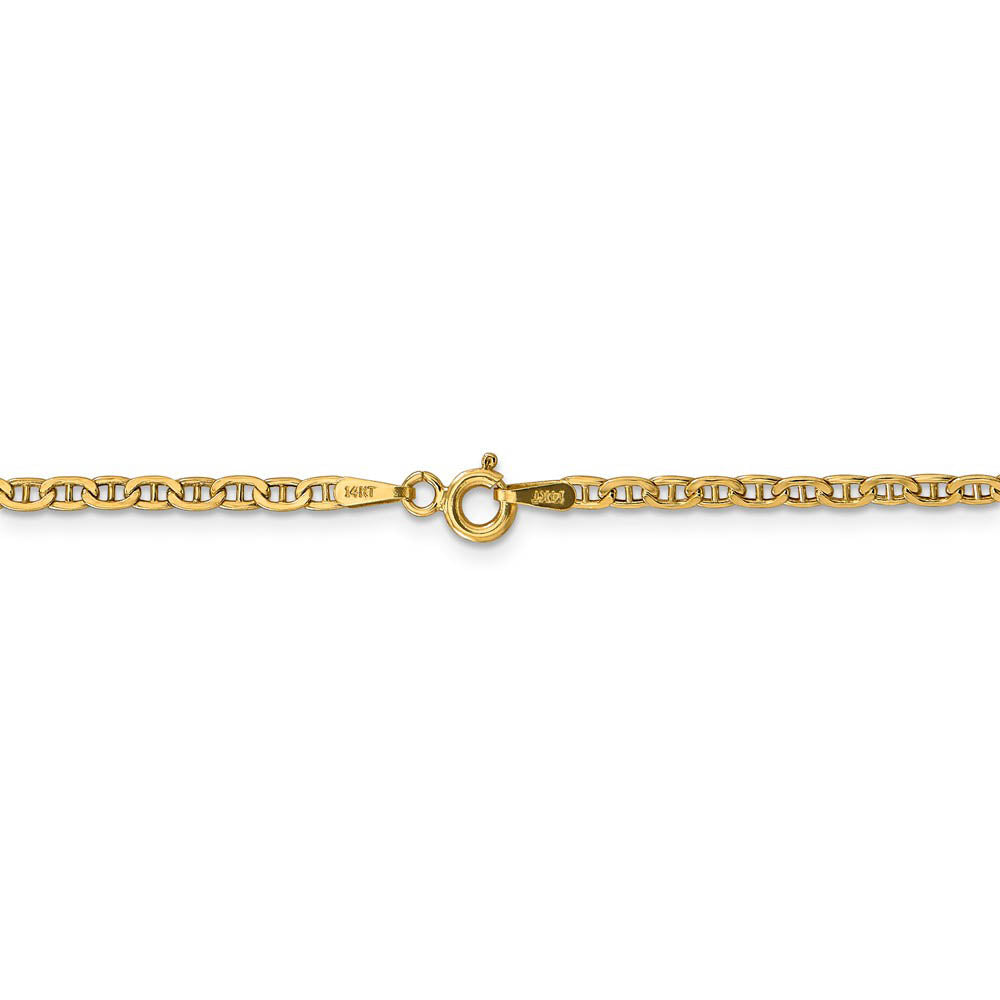 Alternate view of the 2.4mm 14k Yellow Gold Hollow Anchor Chain Necklace by The Black Bow Jewelry Co.