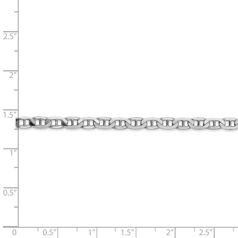 Alternate view of the 3.75mm 14k White Gold Solid Concave Anchor Chain Necklace by The Black Bow Jewelry Co.