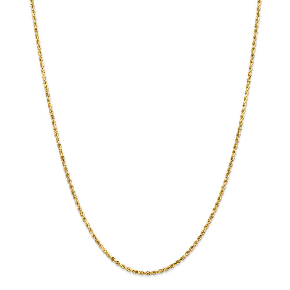 Alternate view of the 2mm, 14k Yellow Gold, Diamond Cut Rope Chain Necklace by The Black Bow Jewelry Co.