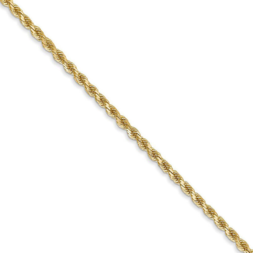 2mm, 14k Yellow Gold, Diamond Cut Rope Chain Necklace