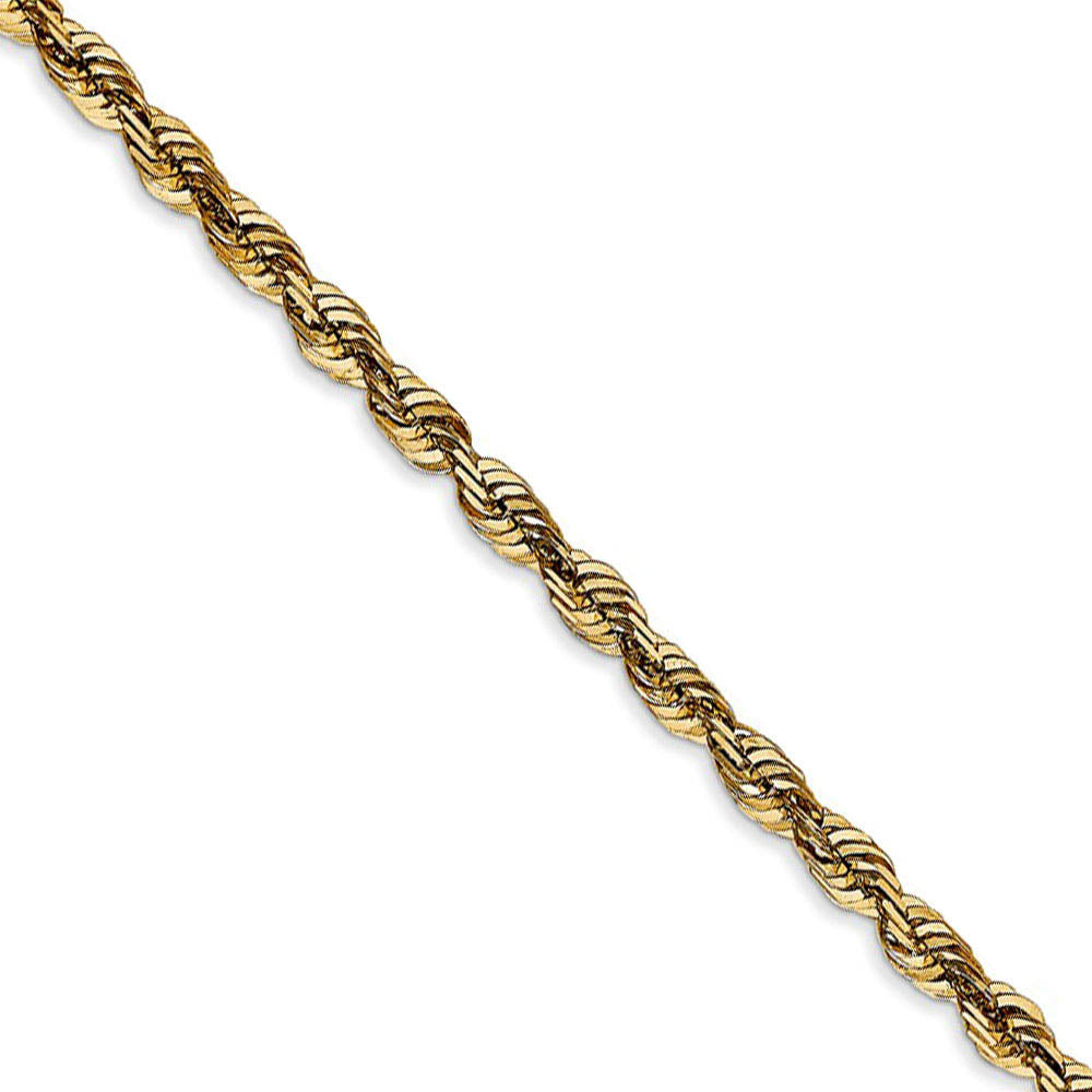 4mm 14k Yellow Gold Diamond Cut Light Rope Chain Necklace Black
