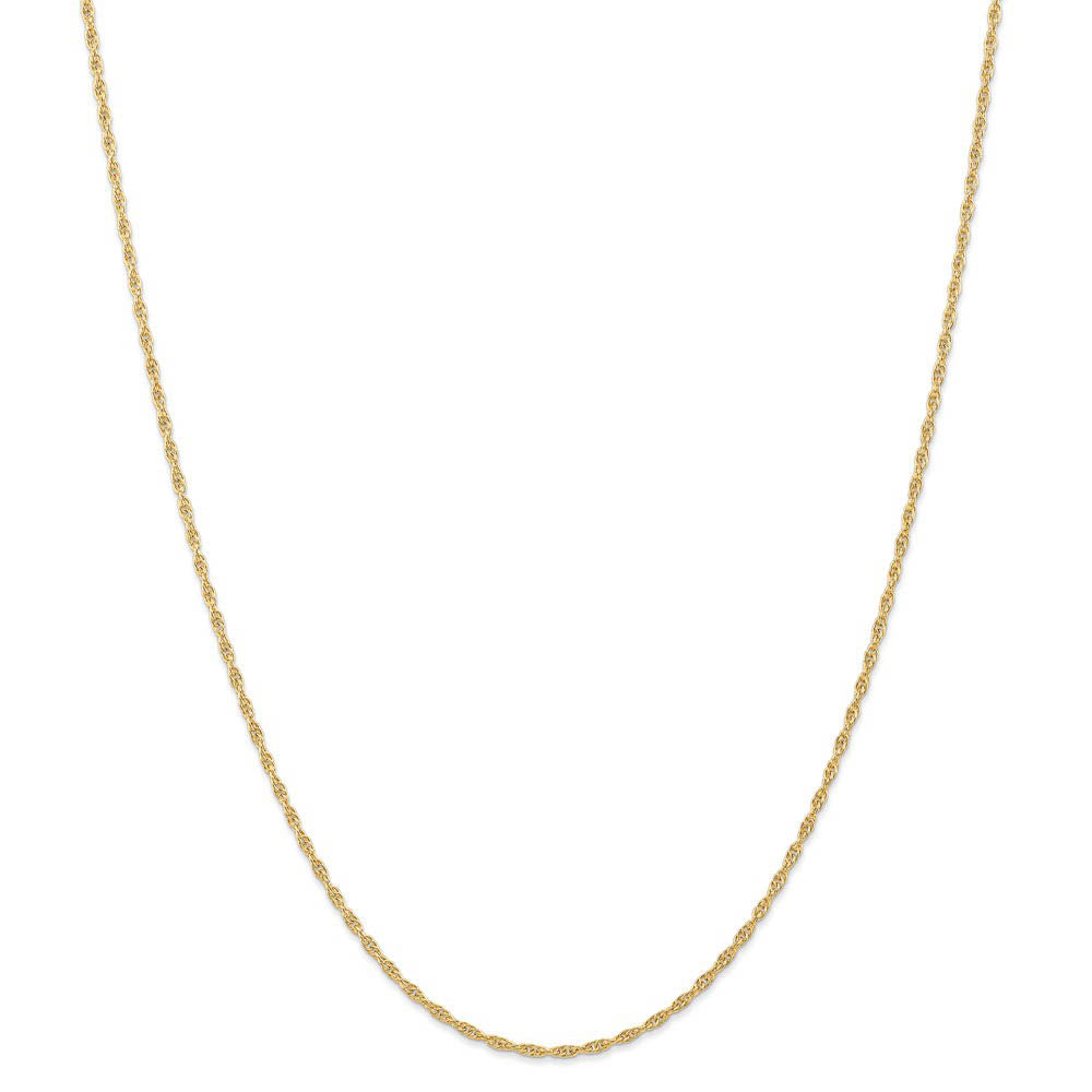 Alternate view of the 1.55mm, 14k Yellow Gold, Solid Cable Rope Chain Necklace by The Black Bow Jewelry Co.