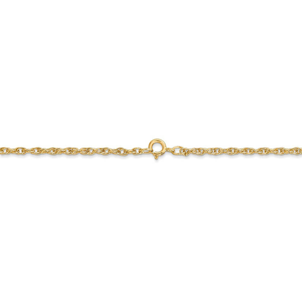 Alternate view of the 1.55mm, 14k Yellow Gold, Solid Cable Rope Chain Necklace by The Black Bow Jewelry Co.