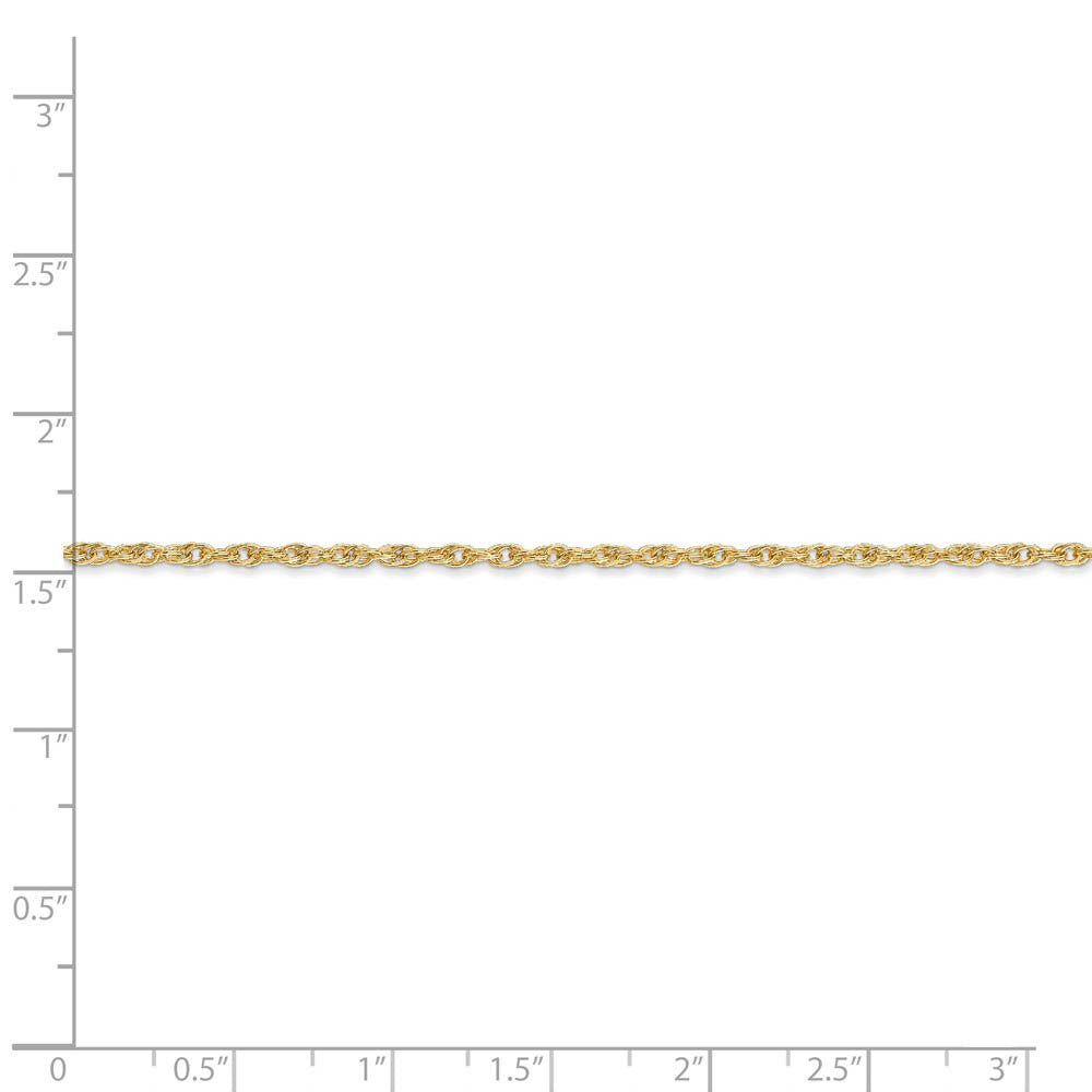 Alternate view of the 1.55mm, 14k Yellow Gold, Solid Cable Rope Chain Necklace by The Black Bow Jewelry Co.