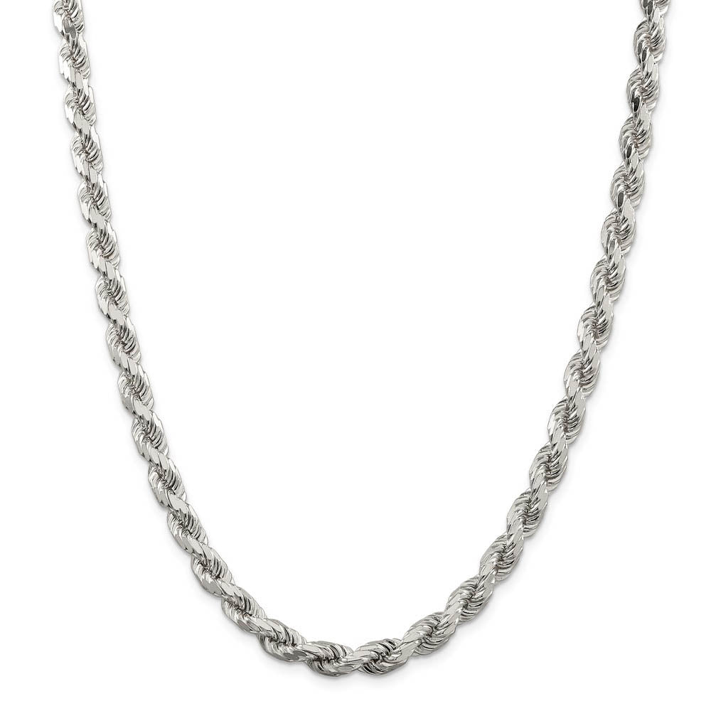 Alternate view of the Men's 7mm Sterling Silver Diamond Cut Solid Rope Chain Bracelet by The Black Bow Jewelry Co.