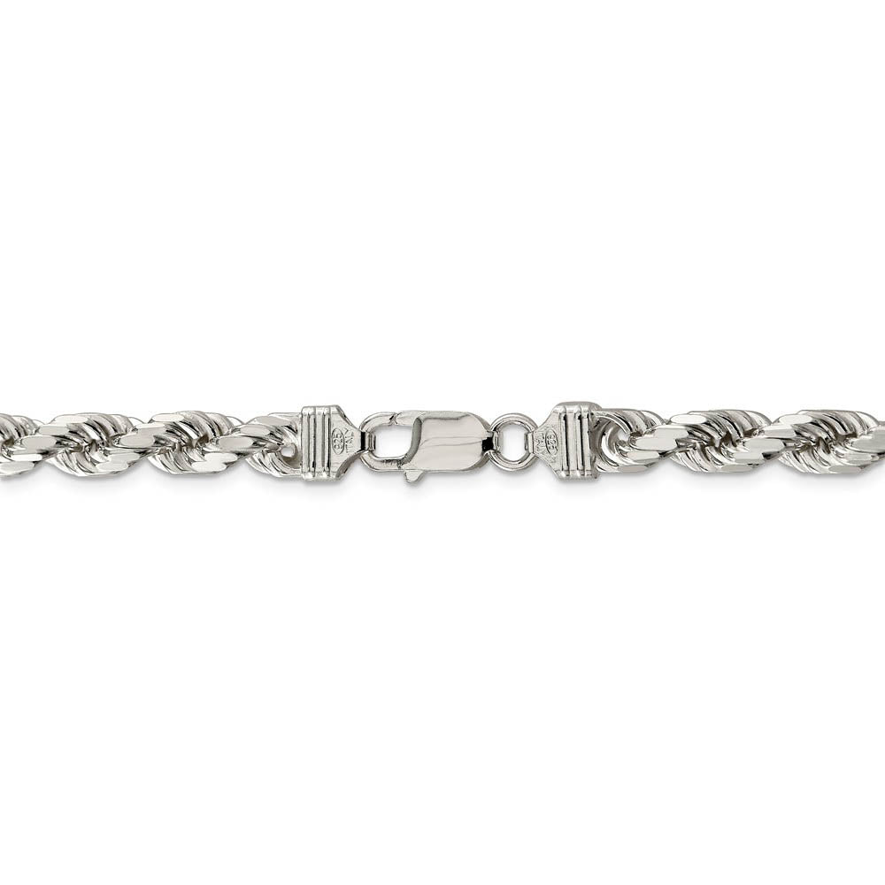 Alternate view of the Men's 7mm Sterling Silver Diamond Cut Solid Rope Chain Bracelet by The Black Bow Jewelry Co.