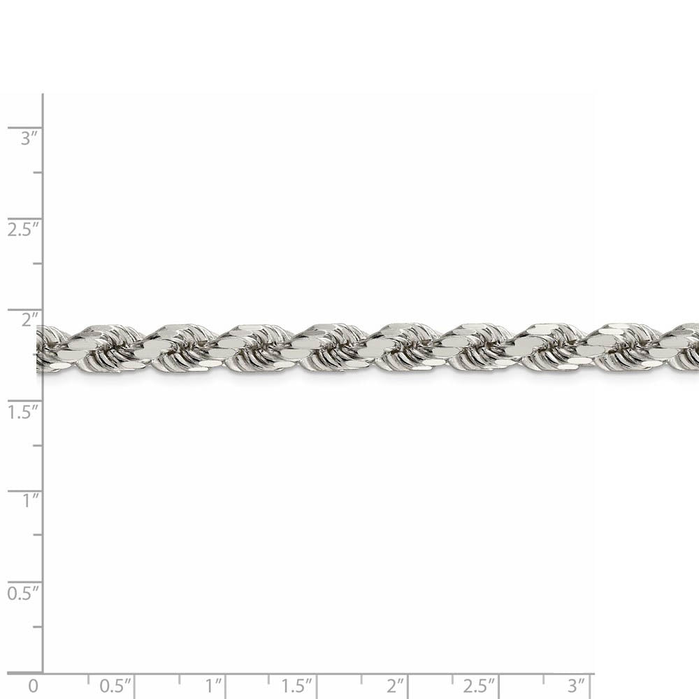 Alternate view of the Men's 7mm Sterling Silver Diamond Cut Solid Rope Chain Bracelet by The Black Bow Jewelry Co.