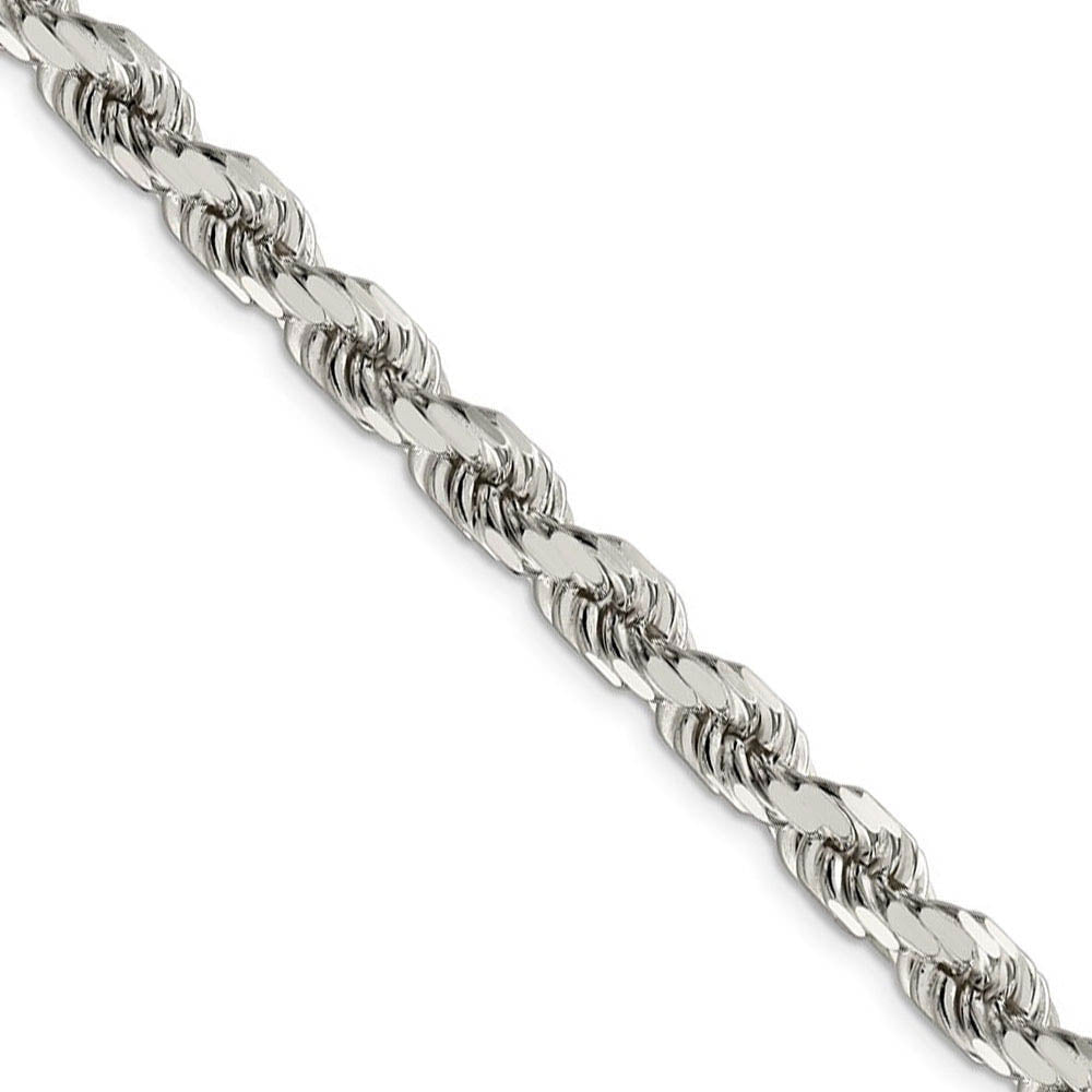 Men's 7mm Sterling Silver D/C 8 Sided Solid Rope Chain Necklace