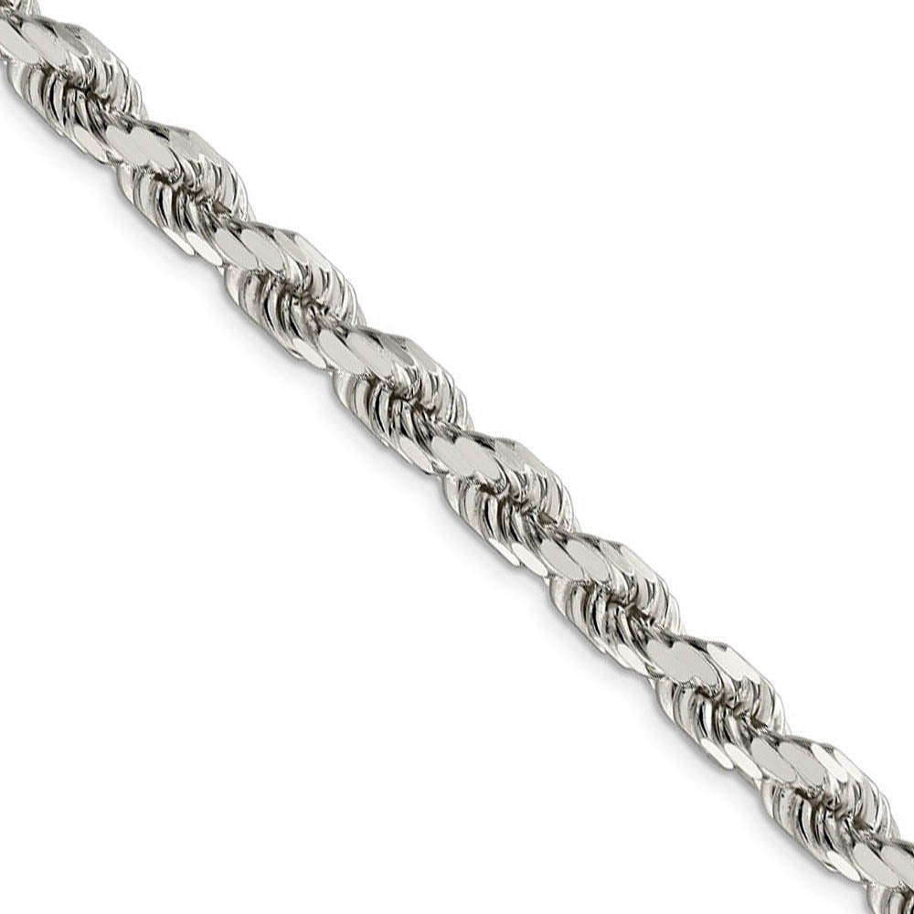 Men's 7mm Sterling Silver D/C 8 Sided Solid Rope Chain Necklace