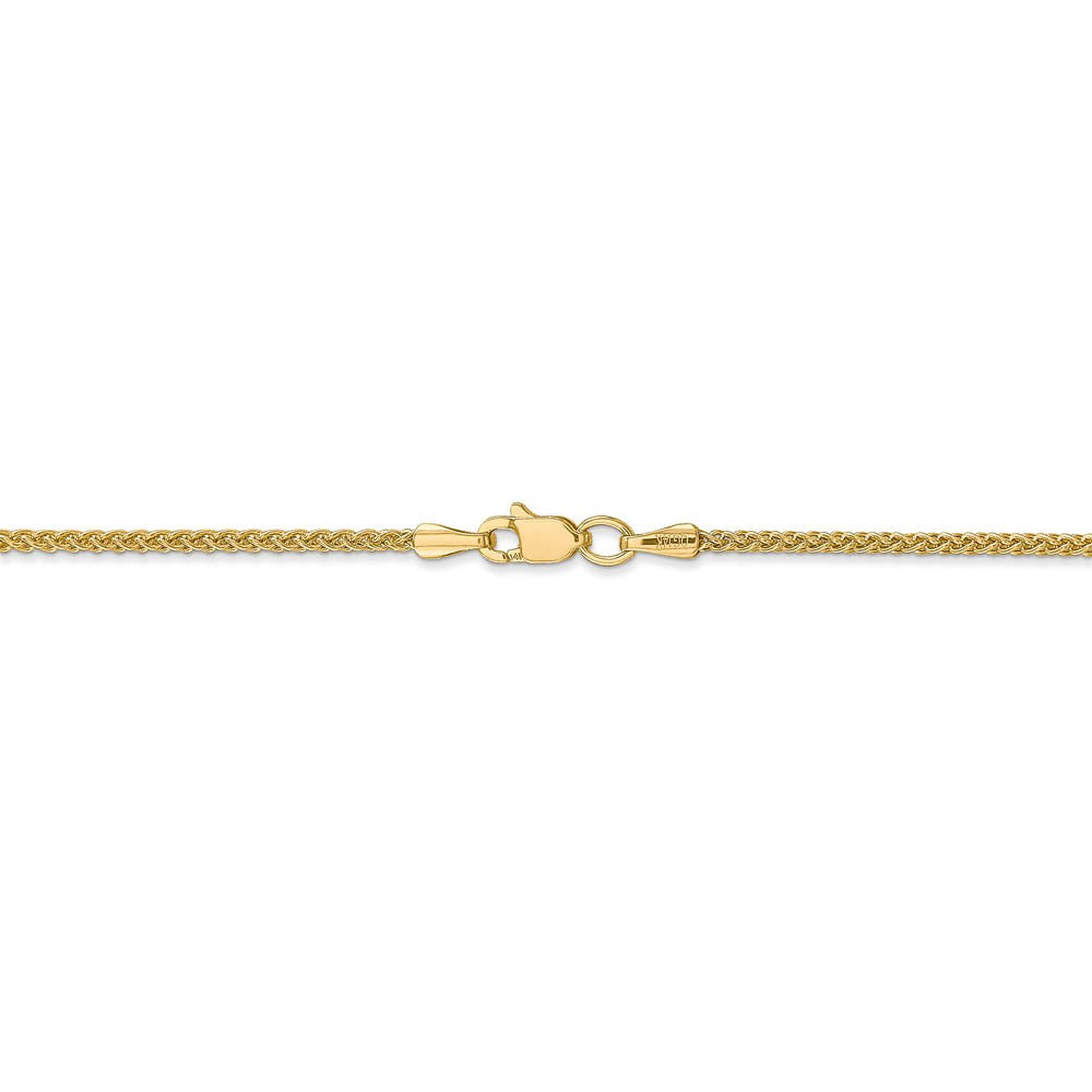 Alternate view of the 1.5mm 14k Yellow Gold Hollow Wheat Chain Necklace by The Black Bow Jewelry Co.